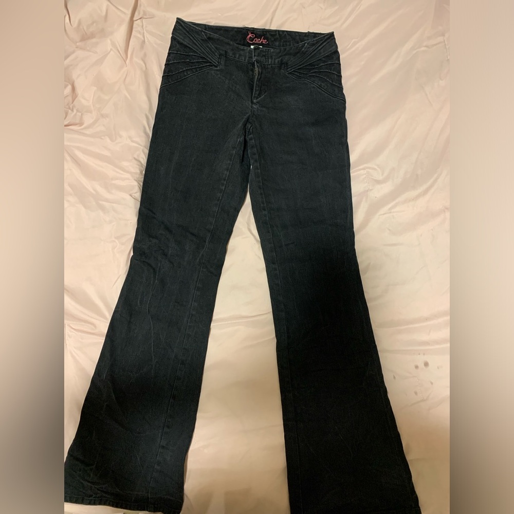 Low Rise Flare Black Jeans No Pockets